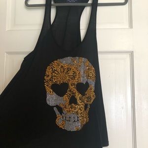 The Clas-sic Black Scull TankTop with Gem Detail